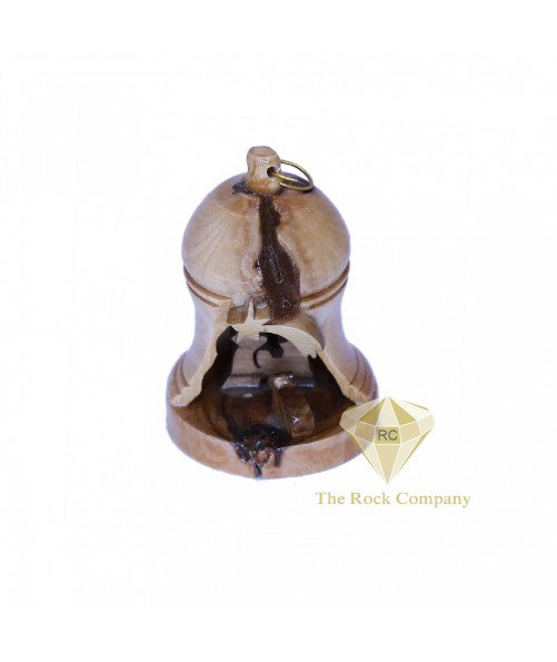 Olive Wood Bell Christmas Ornament 