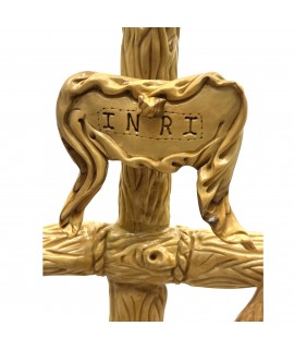 Olive Wood Cross with Jesus Hand Carved in Artistic Detail