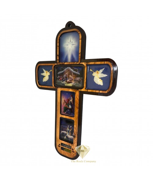 Christmas Nativity Wood Cross