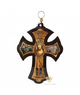 Olive Wood Cross With Holy Oil And Holy Water