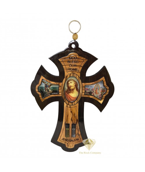 Olive Wood Cross With Holy Oil And Holy Water