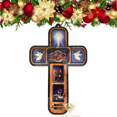 Christmas Nativity Wood Cross
