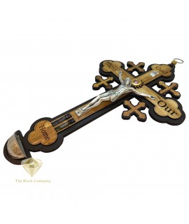 Olive Wood Cross With Holy Water, Holy Oil