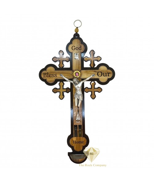 Olive Wood Cross With Holy Water, Holy Oil