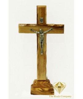 Olive Wood Cross With Metal Plated Crucifix