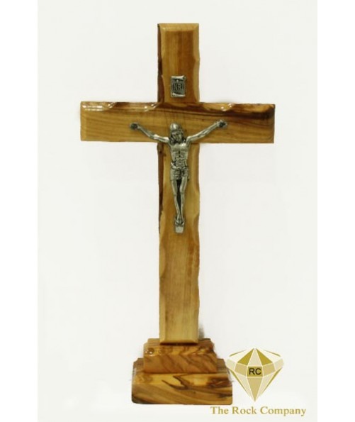 Olive Wood Cross With Metal Plated Crucifix
