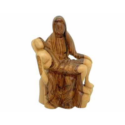 Pieta Sculpture Olive Wood, Virgin Mary Cradling The Dead Body of Jesus Christ