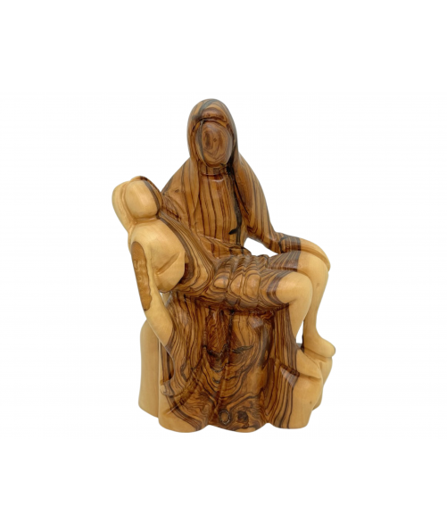 Pieta Sculpture Olive Wood, Virgin Mary Cradling The Dead Body of Jesus Christ