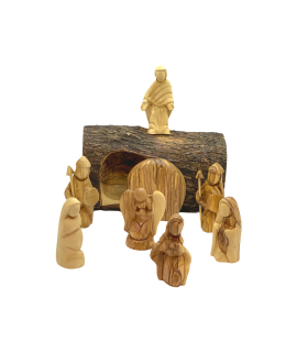 Jesus Resurrection from the Tomb Easter set Olive Wood Hand carved