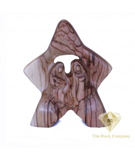 Faceless Olive Wood Star Holy Family