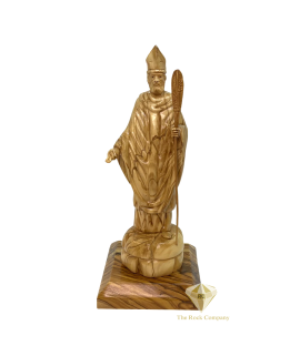 Saint Patrick Holding a Clover Olive Wood handmade statue