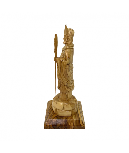 Saint Patrick Holding a Clover Olive Wood handmade statue