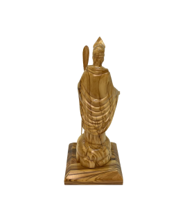 Saint Patrick Holding a Clover Olive Wood handmade statue