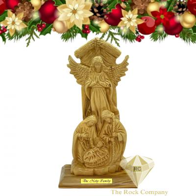 Nativity Scene with Angel statue Olive Wood hand carved