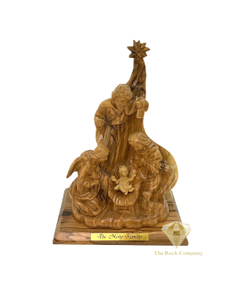 Christmas Nativity scene with angel olive wood hand carved