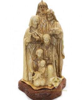 Olive Wood Artistic The Holy Family With The Three Kings