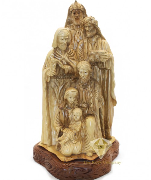 Olive Wood Artistic The Holy Family With The Three Kings