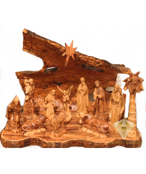 Olive Wood Artistic Nativity Set