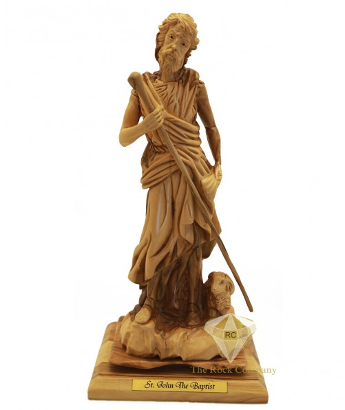 Olive Wood Artistic Saint John The Baptist 