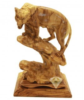 Olive Wood Artistic Tiger Sculpture 