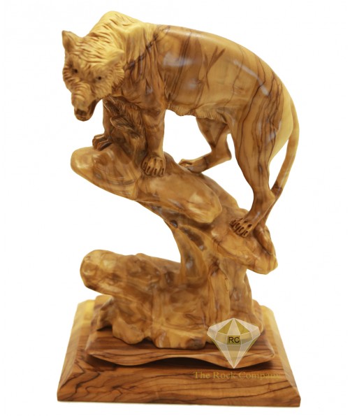 Olive Wood Artistic Tiger Sculpture 