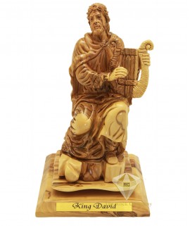 Olive Wood Artistic King David Sculpture 