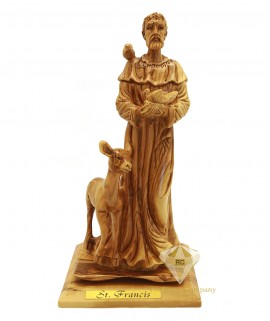 Olive Wood Artistic Saint Francis Sculpture 