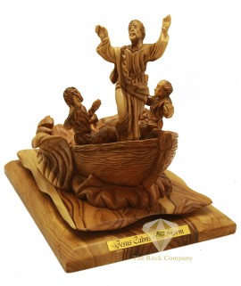 Olive Wood Artistic Jesus Calms The Storm Sculpture 