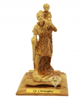 Olive Wood Artistic Saint Christopher