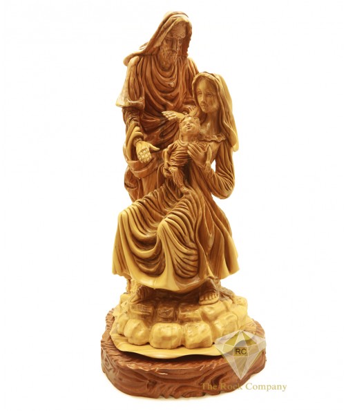 Olive Wood Artistic Holy Family Figure