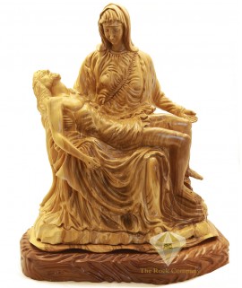 Olive Wood Artistic Pieta Statue