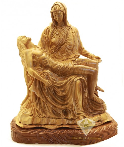 Olive Wood Artistic Pieta Statue