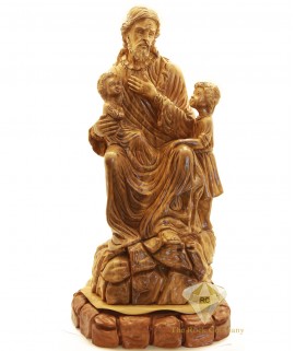 Olive Wood Artistic Jesus With The Children 