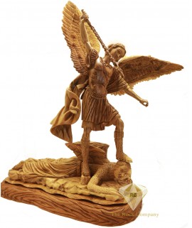 Olive Wood Artistic Saint Michel 