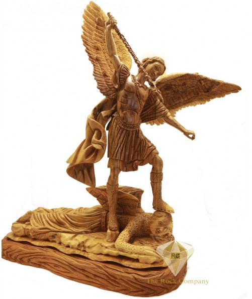 Olive Wood Artistic Saint Michel 