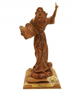 Olive Wood Artistic Moses With The Ten Commandments Sculpture