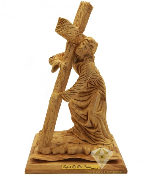 Olive Wood Artistic Road To The Cross Sculpture 