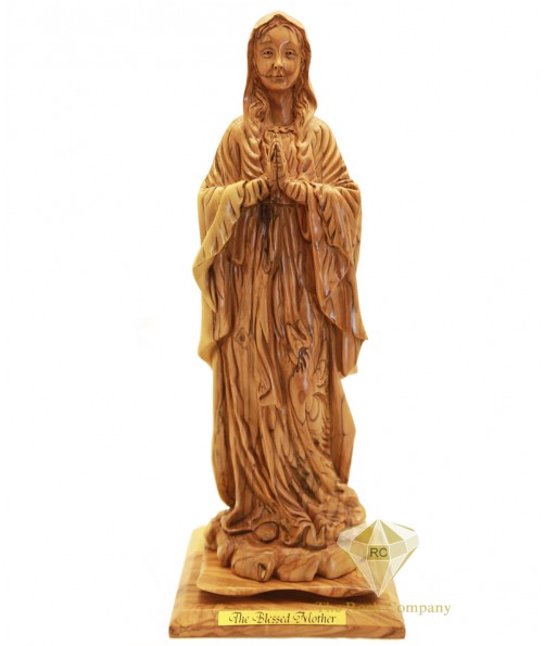 Olive Wood Artistic The Blessed Mary Sculpture 