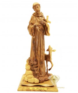 Olive Wood Artistic Saint Francis Sculpture 