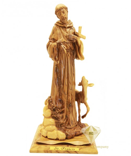 Olive Wood Artistic Saint Francis Sculpture 