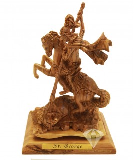 Olive Wood Artistic Saint George 