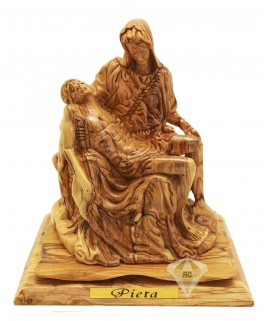 Olive Wood Artistic Pieta Statue