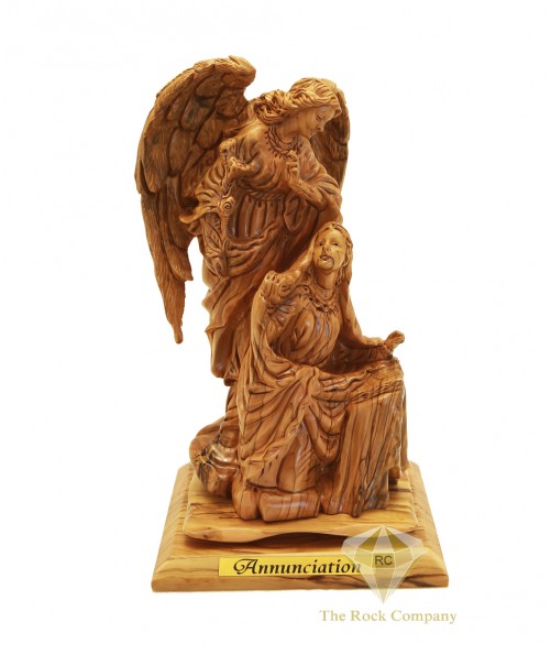 Olive Wood Artistic Annunciation Statue