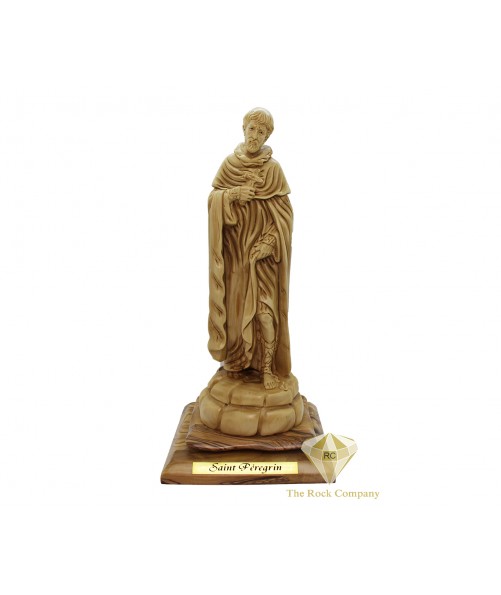 Olive Wood Saint Peregrine, Patron Saint of Cancer, Artistic St. Peregrine Blessings and Devotions