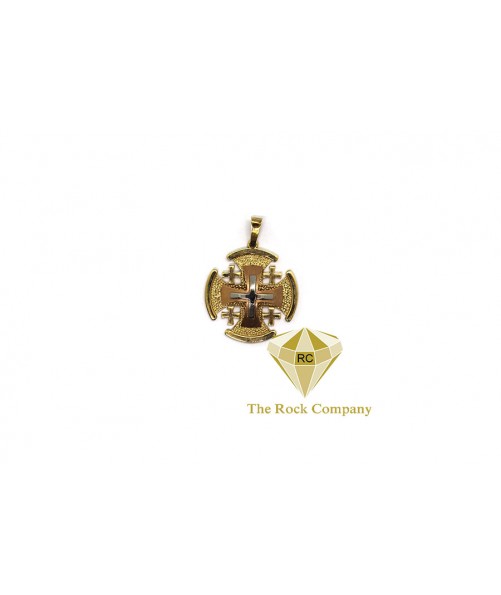 Jerusalem Cross 14K Rose and Yellow Gold Pendant