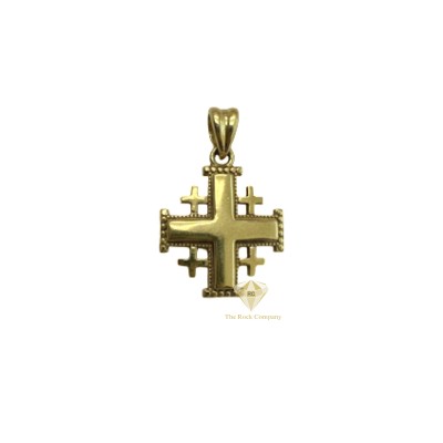 14K Gold Jerusalem Cross Pendant