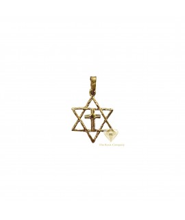 14K Gold Cross With Star Of David