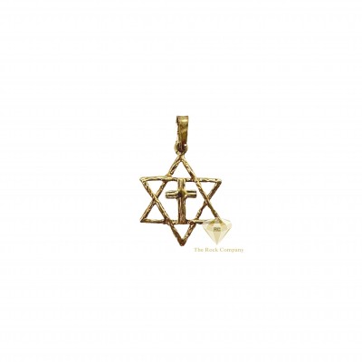 14K Gold Cross With Star Of David