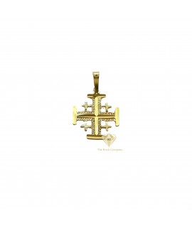 14K Gold Jerusalem Cross Pendant Handcrafted