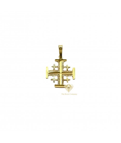 14K Gold Jerusalem Cross Pendant Handcrafted
